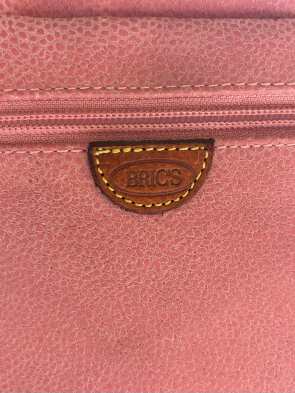 Bric’s Pink Pebbled Leather Backpack Tan Trim Adjustable Straps